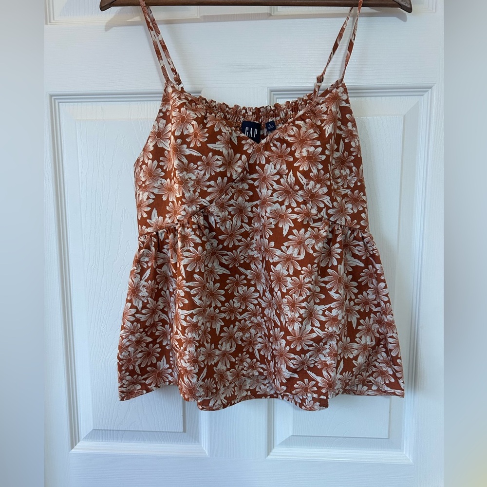 GAP burnt orange floral tank top